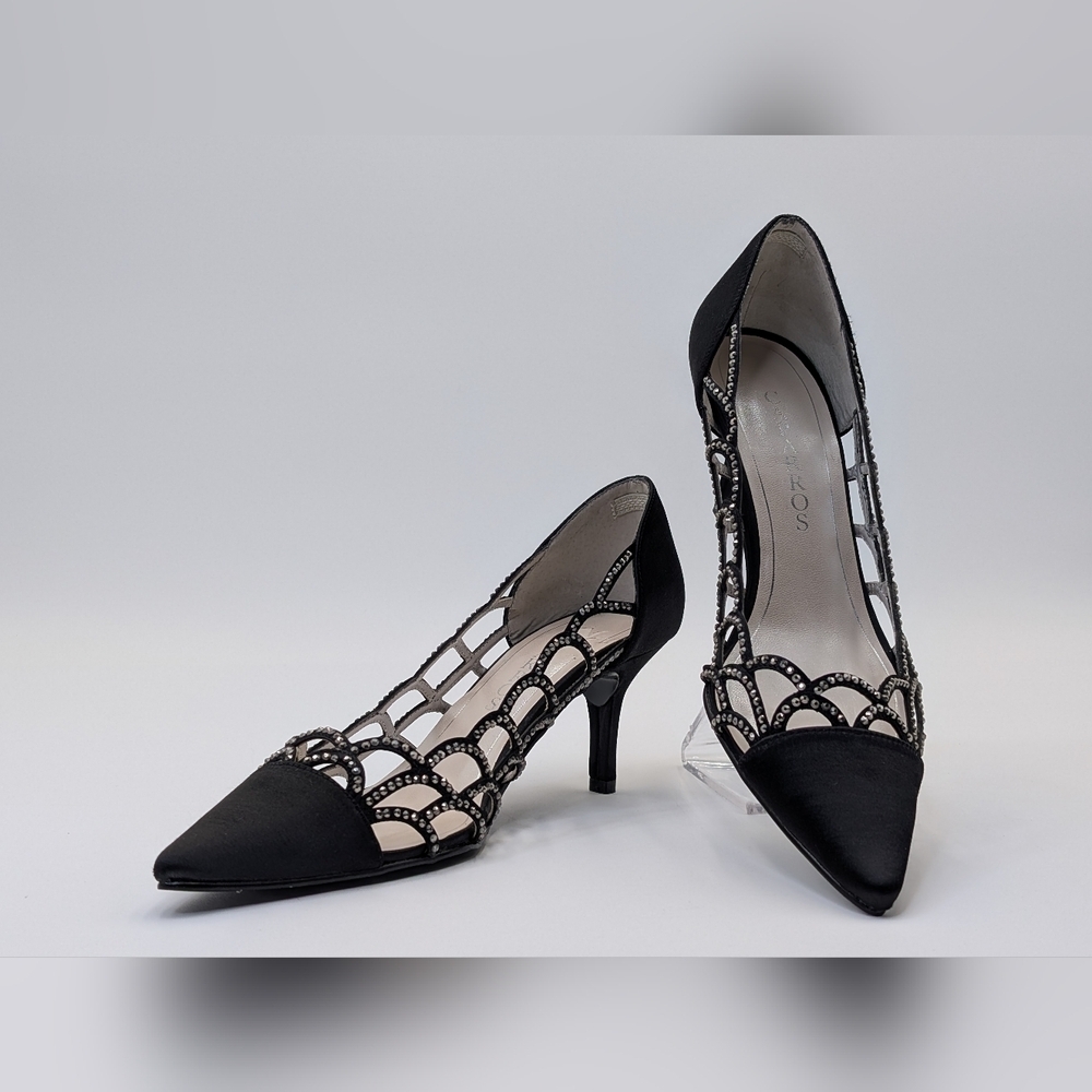 𝅺Caparros Black Luxurious Satin Rhinestones Shimmer Evening  Size 8.5 B/ 1W-15B - Picture 5 of 17
